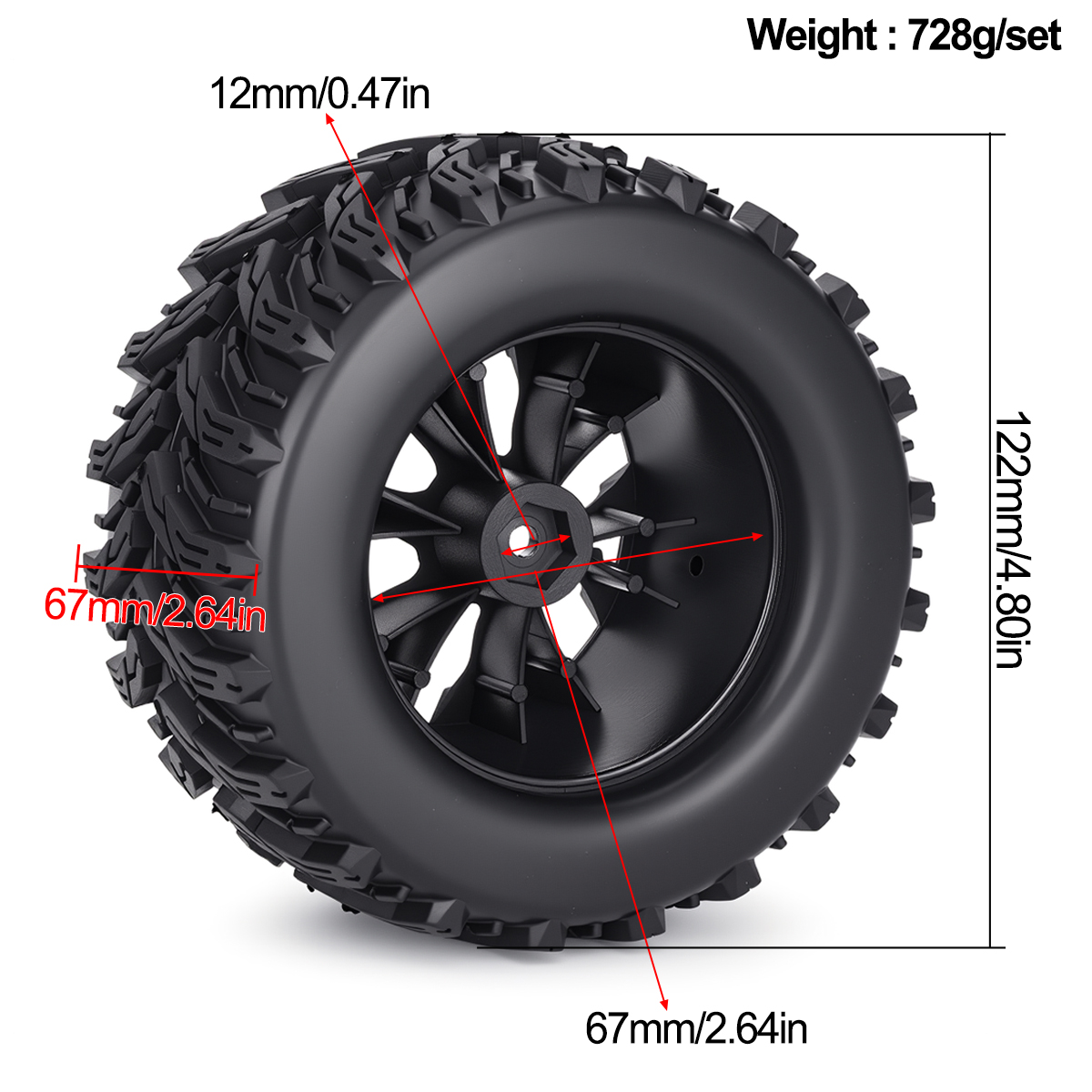 4PCS 1/10 RC Monster Truck Tir - Rc Truck Monster recension och pris
